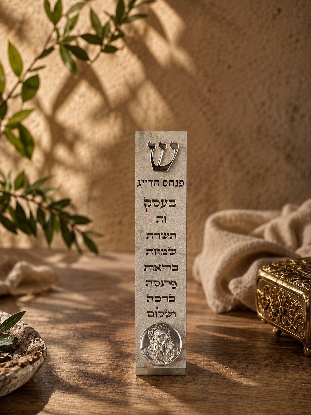 מזוזה אבן ברכת העסק עם מדליון, תכשיט כסף מבית אור אבנר